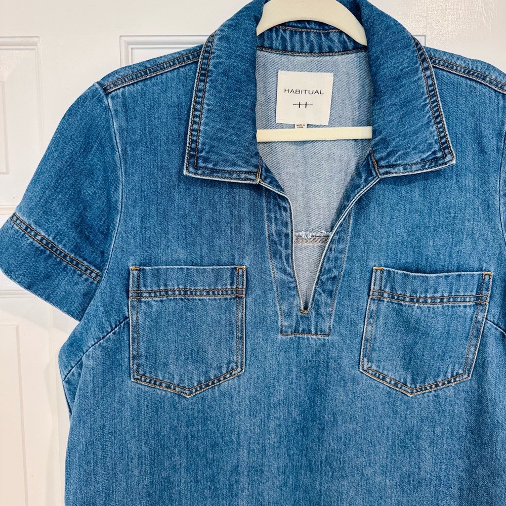 Habitual Denim Polo Dress in Classic Blue Wash